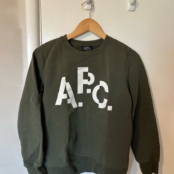 A.P.C. Sweaters - A.P.C. Olive Crewneck Sweater
